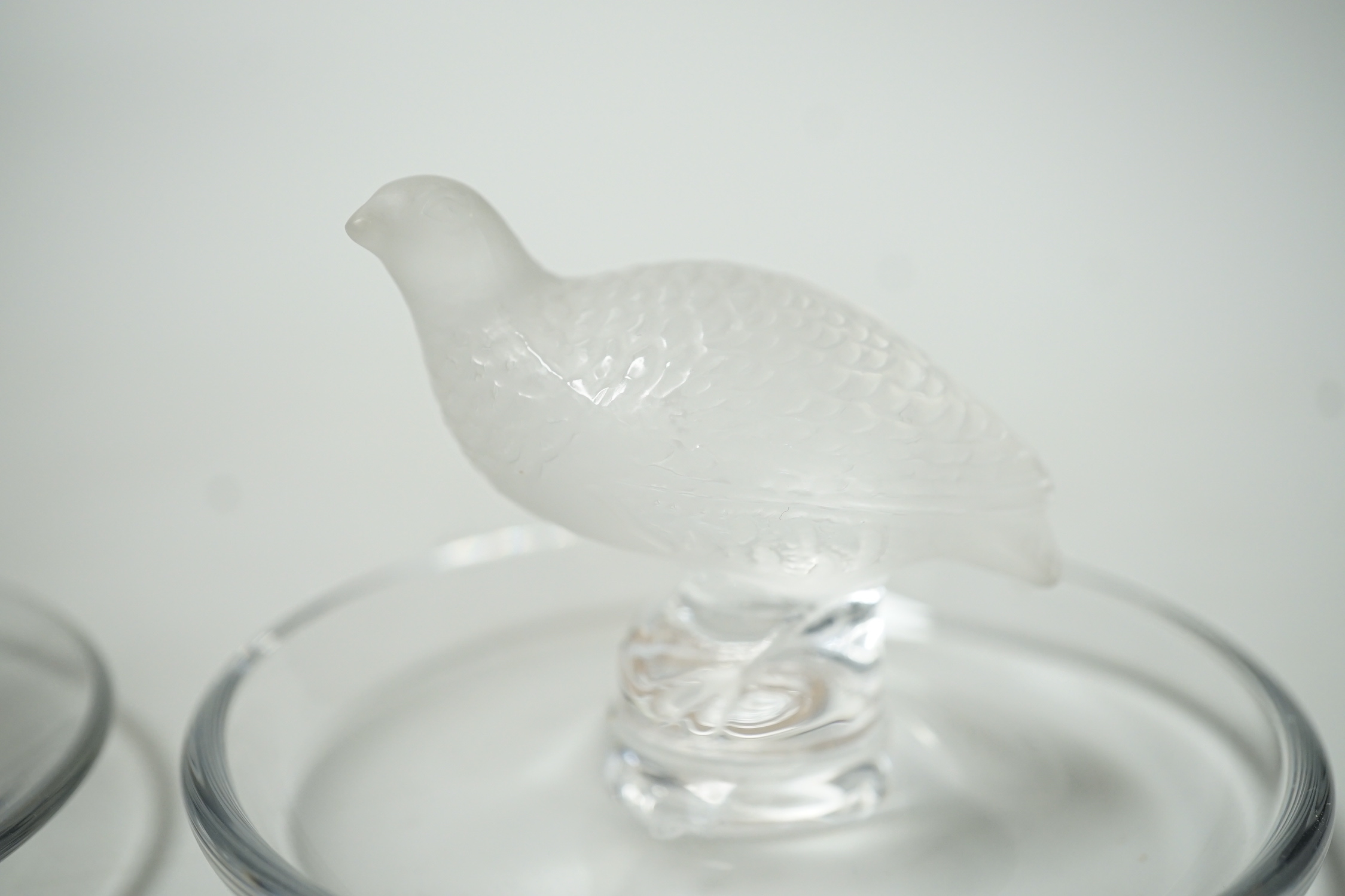 Two Lalique glass bird dishes